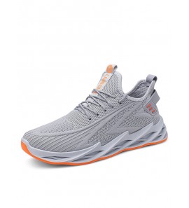 Men Knitted Fabric Breathable  Non Slip Athletic Running Walking Blade Type Sneakers