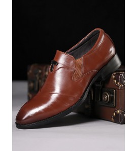 Men Leather Splicing Non-slip Soft Sole Slip On Business Formal Shoes